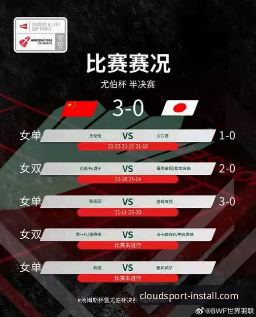2026尤伯杯半决赛：中国女队3-0横扫日本，第21次闯入决赛的深度体验报告
